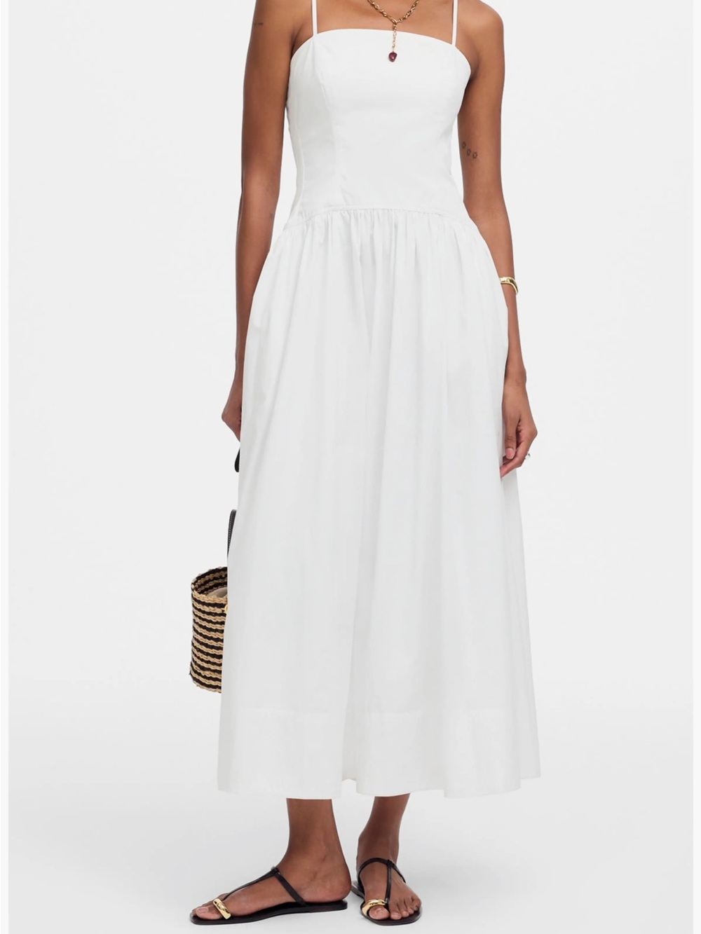 Madewell Poplin Seamed Maxi Dress